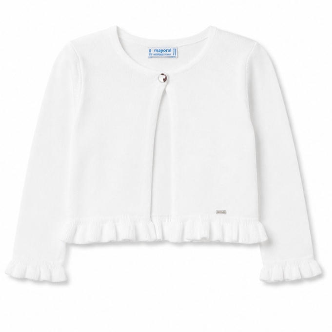 Mayoral - Little Girls White One Button Cardigan