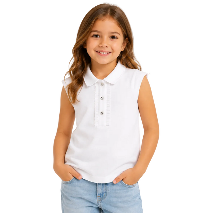Mayoral - Little Girls Sleeveless Polo Shirt White