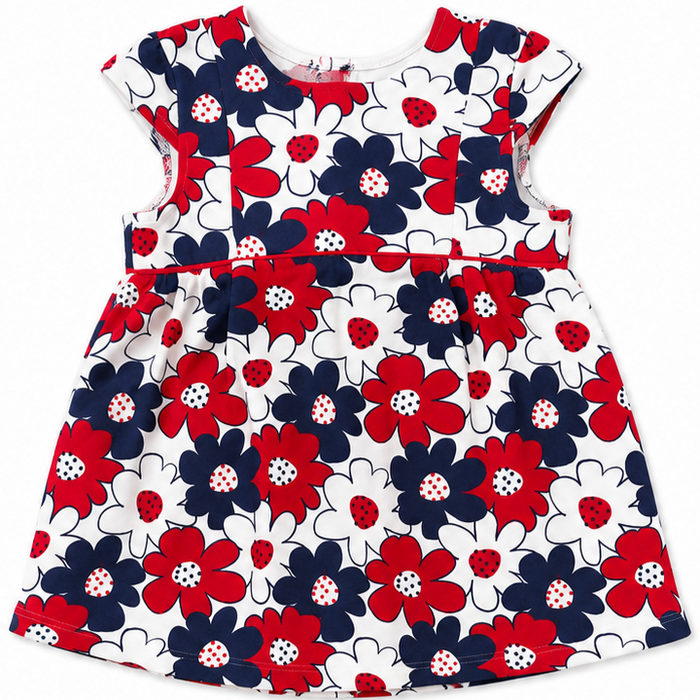 Mayoral - Little Girls Short Sleeve Floral Dress Red/Blue/White