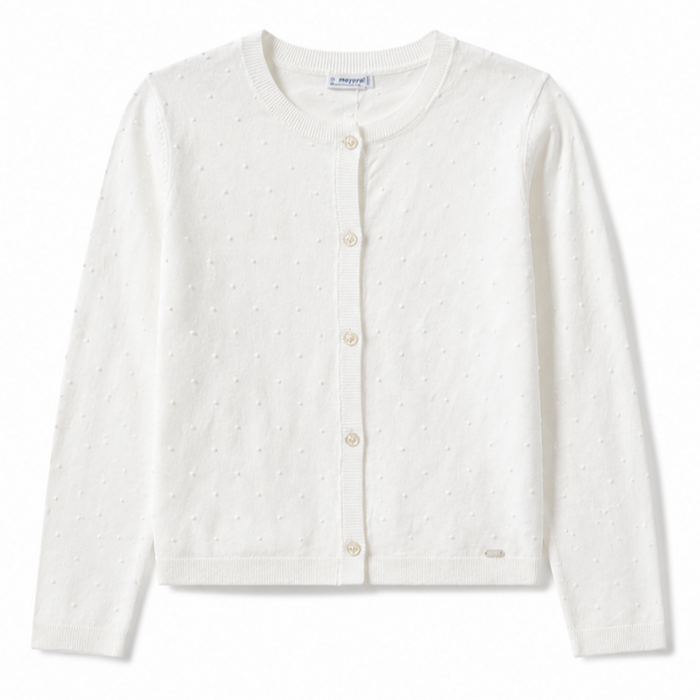 Mayoral - Big Girls Pointelle-Knit Cardigan White