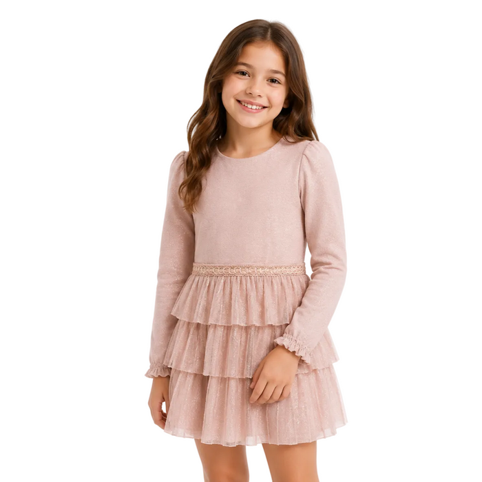 Mayoral - Long Sleeve Dusty Pink Dress