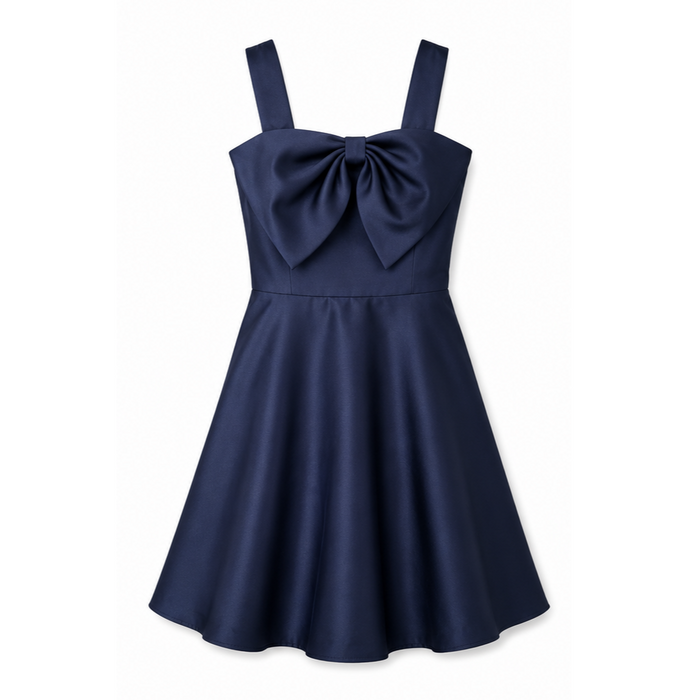 Rare Editions - Dark Blue Bow Cocktail Dress