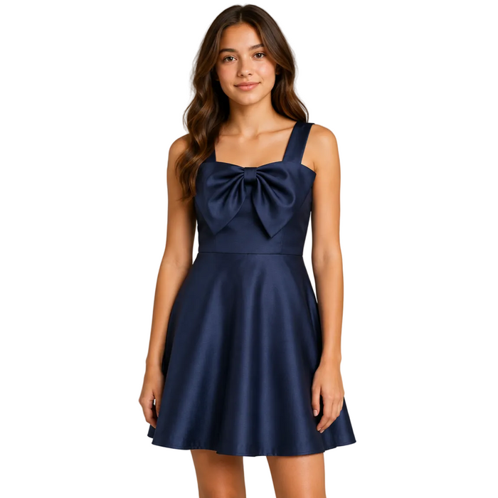 Rare Editions - Dark Blue Bow Cocktail Dress