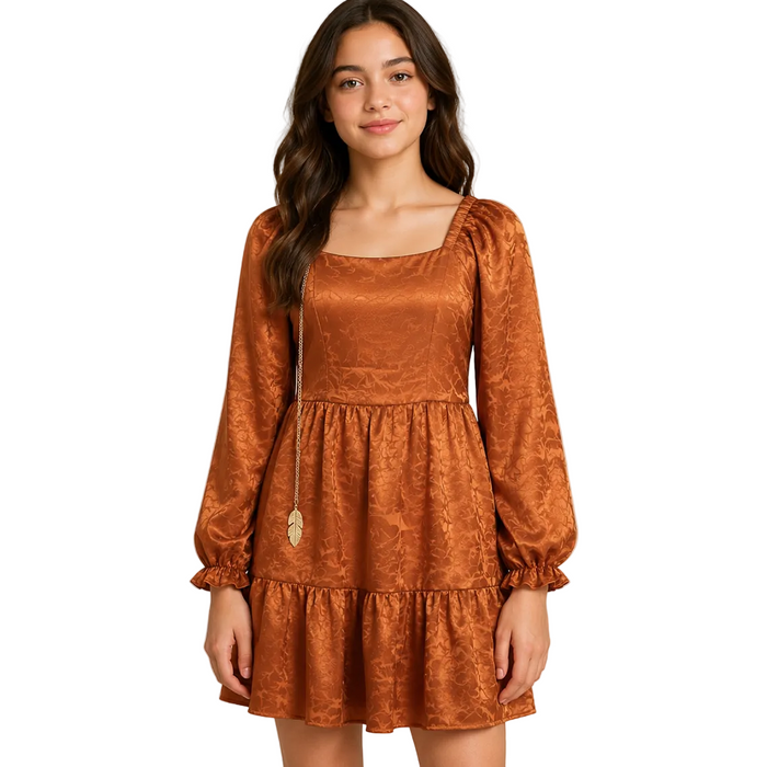Rare Editions - Copper-colored Satin Mini Dress