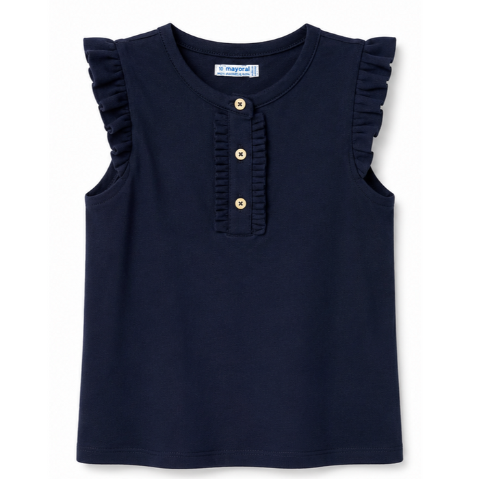 Mayoral - Big Girls Sleeveless Polo Shirt Navy Blue