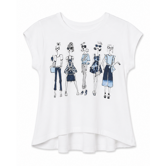 Mayoral - Big Girls Short Sleeves Top Ladies Fashion Print White