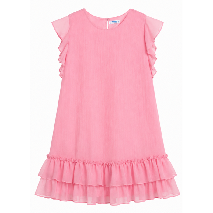 Mayoral - Big Girls Ruffled Short Sleeve Chiffon Dress