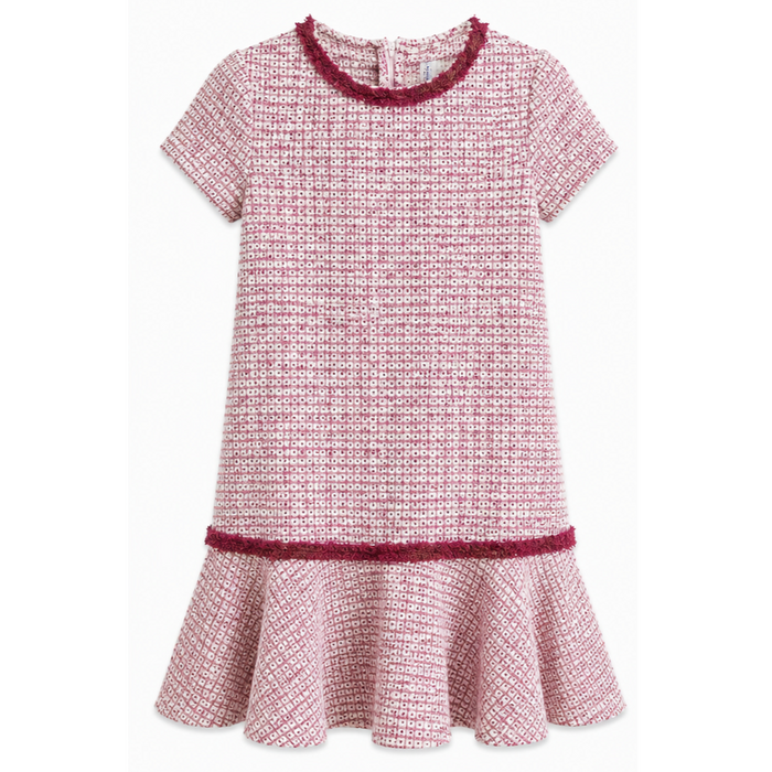 Mayoral - Big Girls Woven Short Sleeve Dress Fuchsia Pink