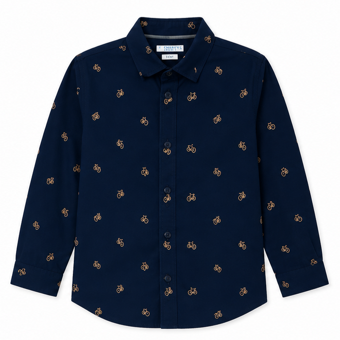 Mayoral - Little Boys Long Sleeve Button Down Polo Bicycle Design