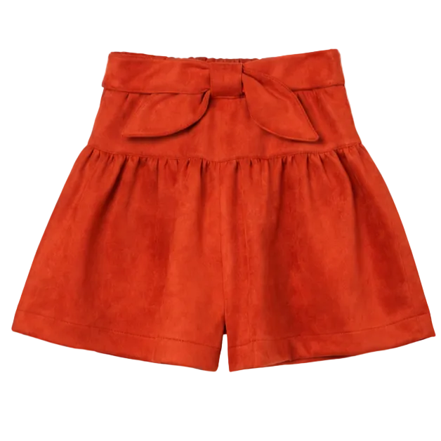 Mayoral - Big Girls Suede Orange Short with Ribbon Belt
