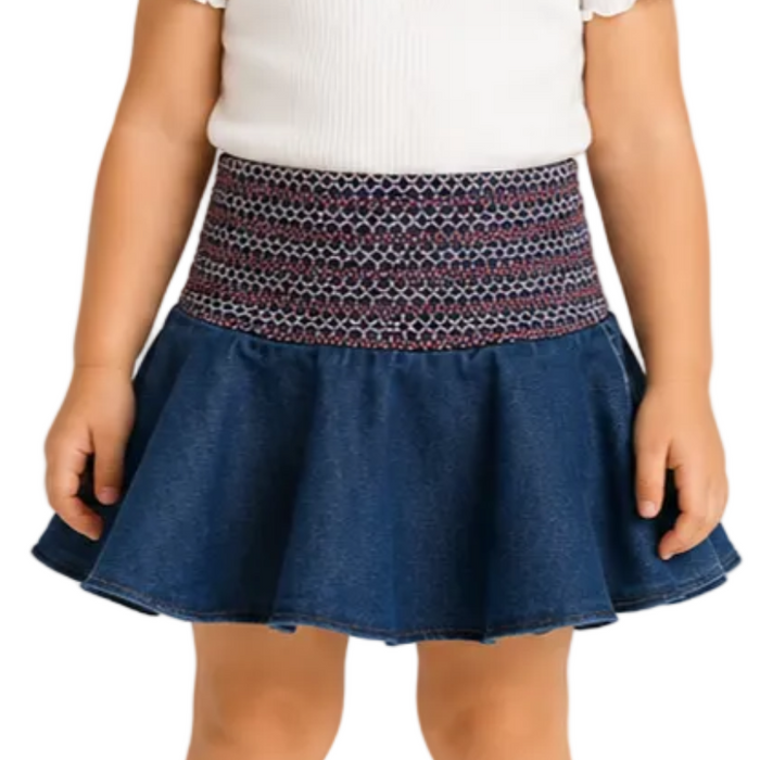 Mayoral - Little Girls Denim Stretchable Waist Skirt
