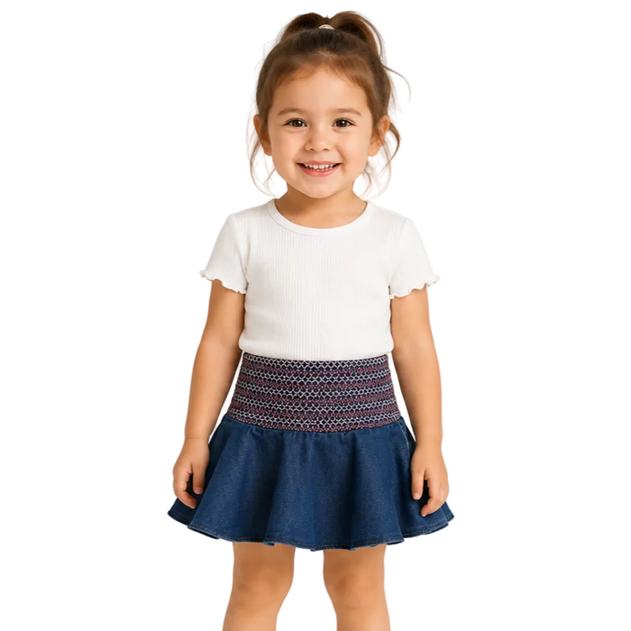 Mayoral - Little Girls Denim Stretchable Waist Skirt