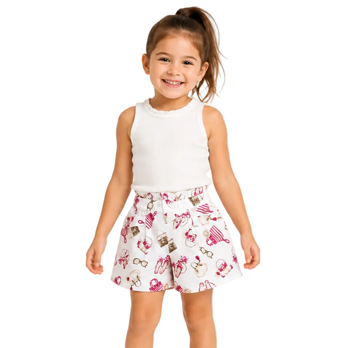 Mayoral - Little Girls White Short with Girls Accessories Design