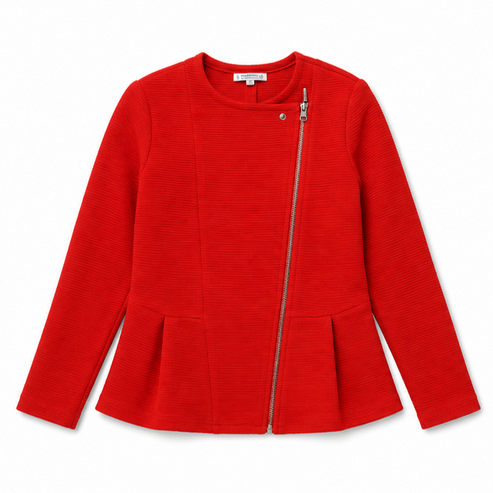 Mayoral - Big Girls Long Sleeve Zipper Blazer Red