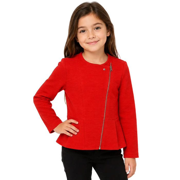 Mayoral - Big Girls Long Sleeve Zipper Blazer Red