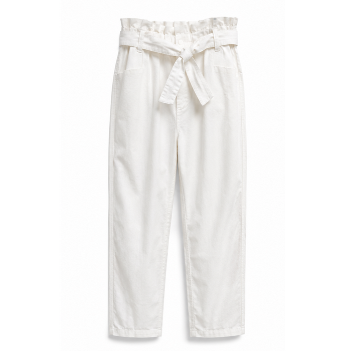 Mayoral - Big Girls Slouchy Trousers with Tie Waist White