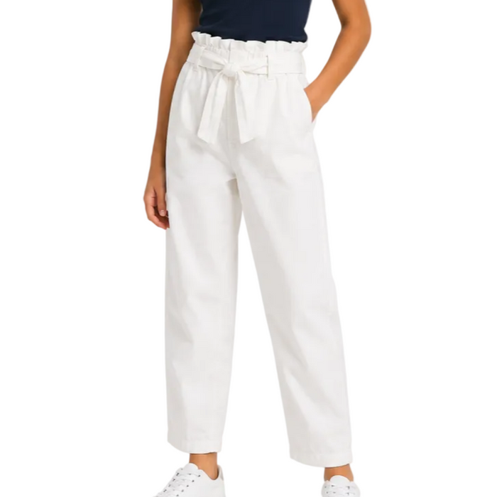 Mayoral - Big Girls Slouchy Trousers with Tie Waist White