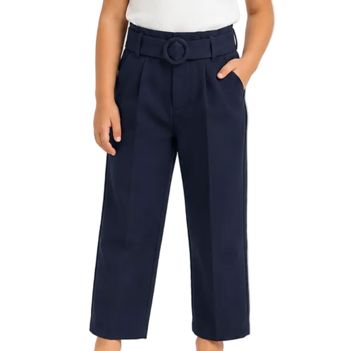 Mayoral - Little Girls Navy Blue Belted Trousers