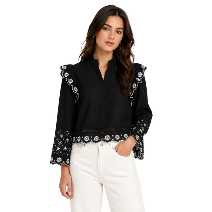 V by Very - White Embroidery and Ruffled Shoulders Top (20)