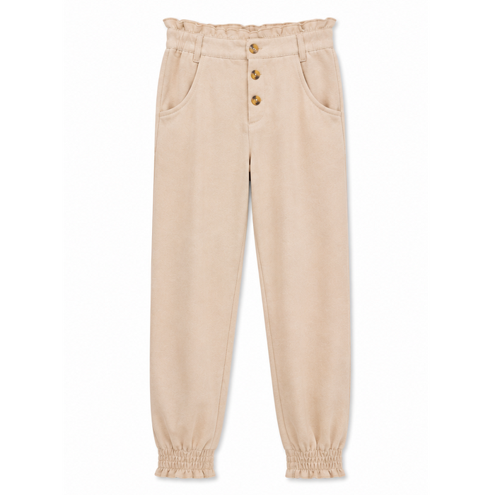 Mayoral - Big Girls High Waist Beige Pants with Three Button Design