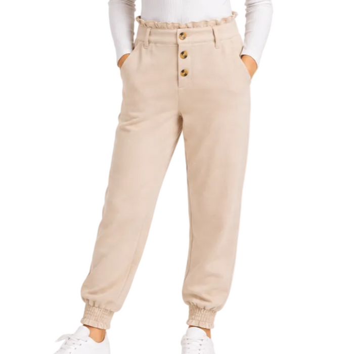 Mayoral - Big Girls High Waist Beige Pants with Three Button Design