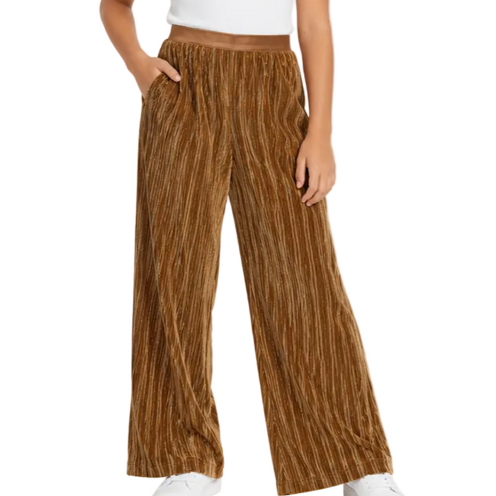 Mayoral - Big Girls Bronze Tone Wide-leg Velvet Trouser Pants