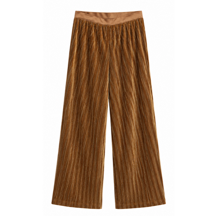 Mayoral - Big Girls Bronze Tone Wide-leg Velvet Trouser Pants