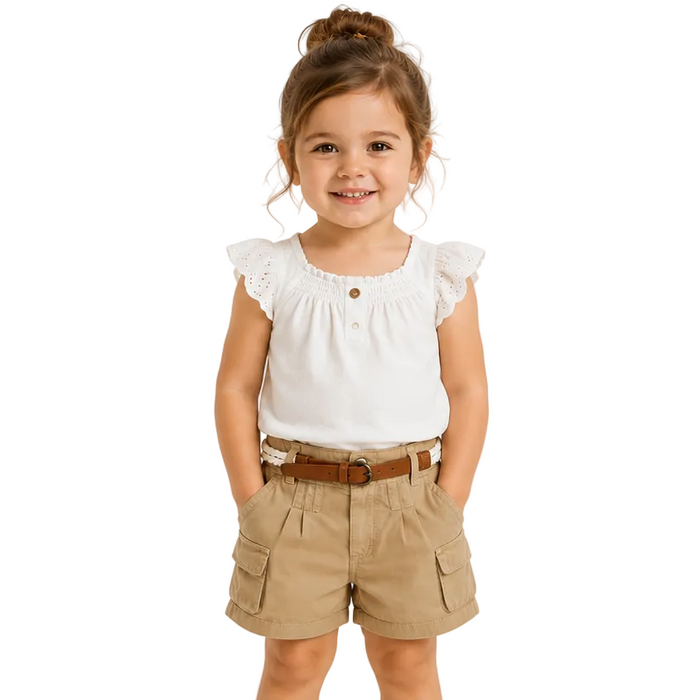 Mayoral - Little Girls Khaki Cargo Shorts