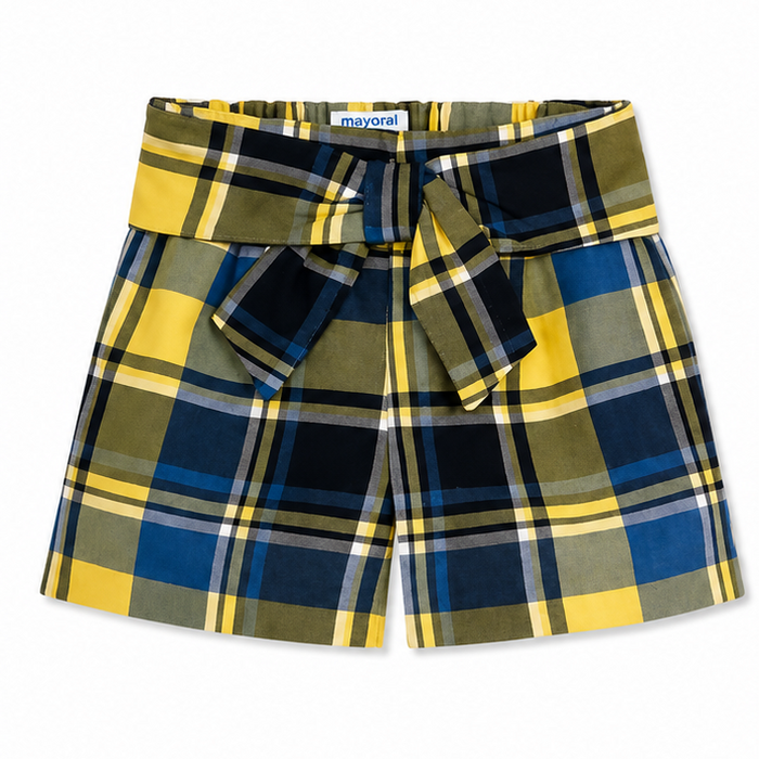 Mayoral - Little Girls Yellow/Blue Plaid Short