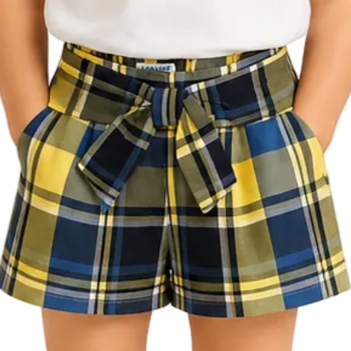 Mayoral - Little Girls Yellow/Blue Plaid Short