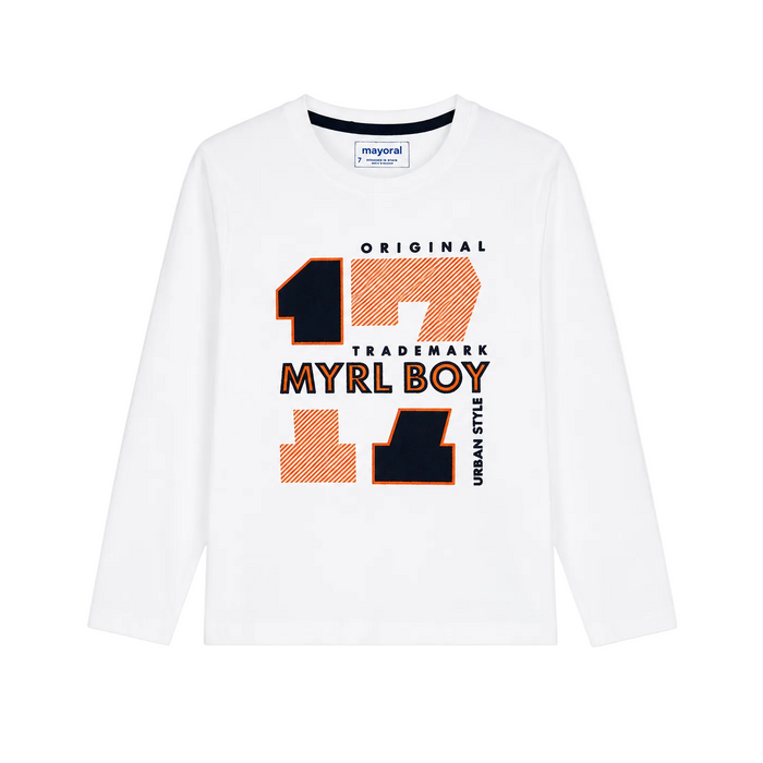 Mayoral - Little Boys Long Sleeve White Shirt Original 17 Trademark MYRL Boy Design