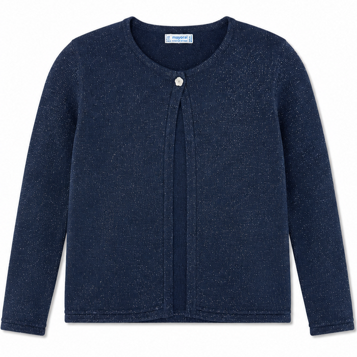 Mayoral - Big Girls Metallic Knit Cardigan Navy Blue