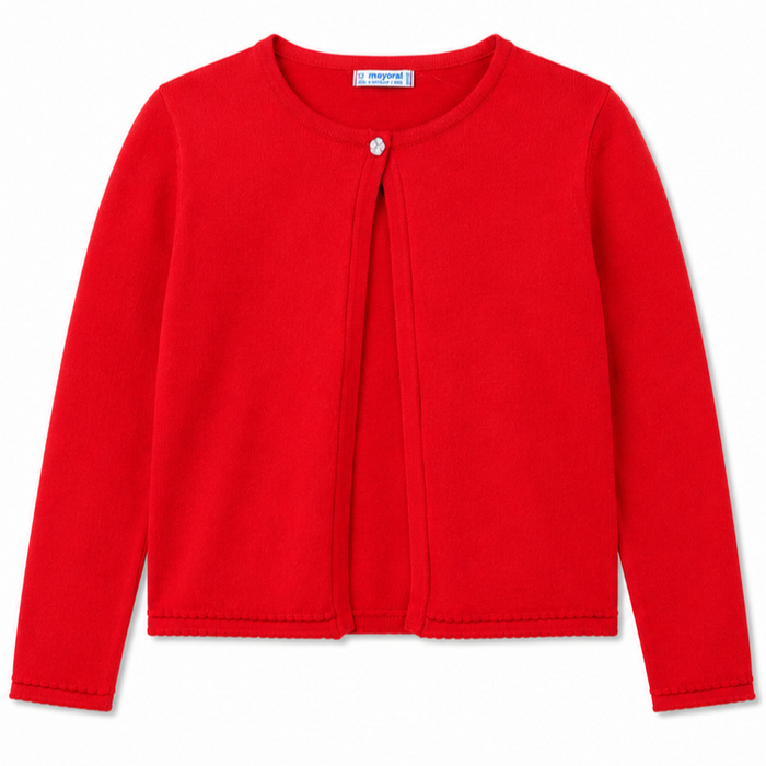 Mayoral - Big Girls One Button Cardigan Red