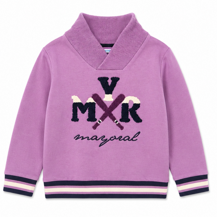 Mayoral - Little Girls Purple Sweatshirt Ribbed Trim Neckline