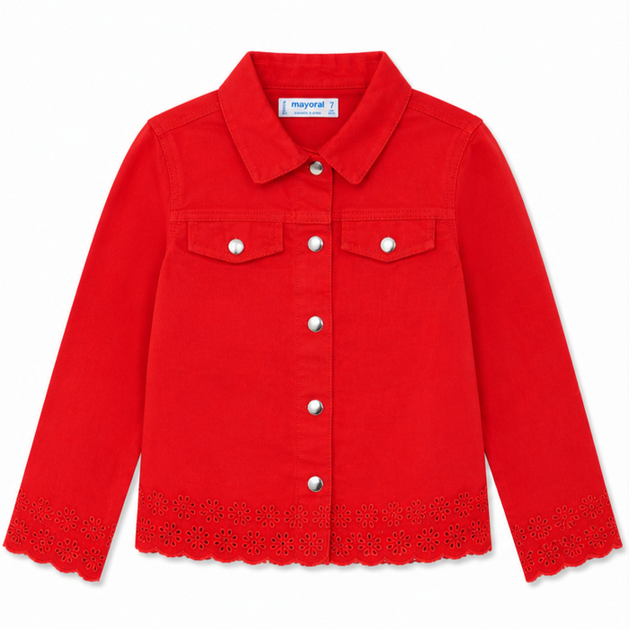 Mayoral - Little Girls Denim Red Jacket