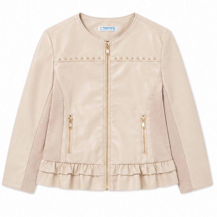 Mayoral - Big Girls Leather Beige Jacket