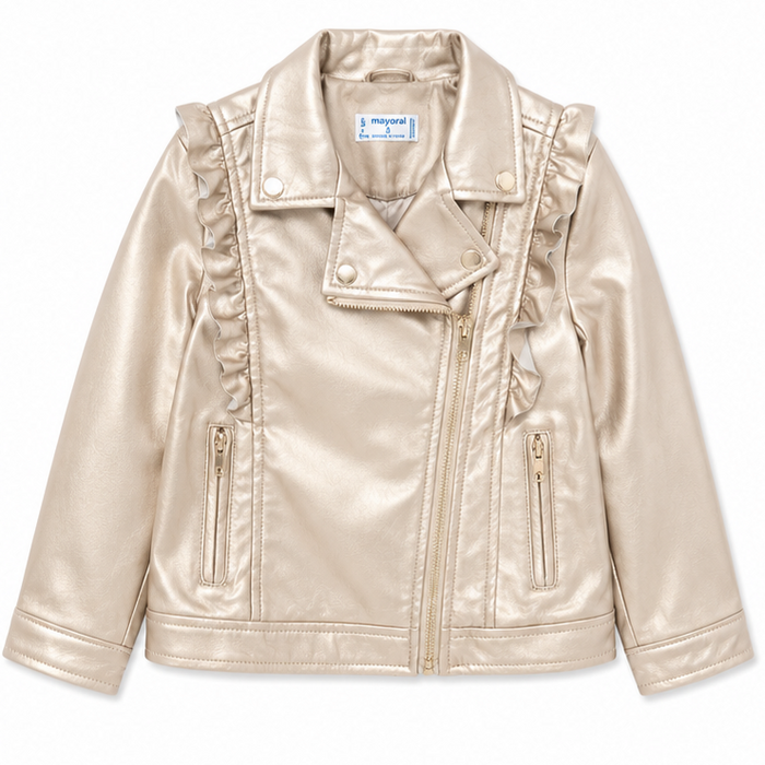 Mayoral - Little Girls Faux Leather Jacket Champagne
