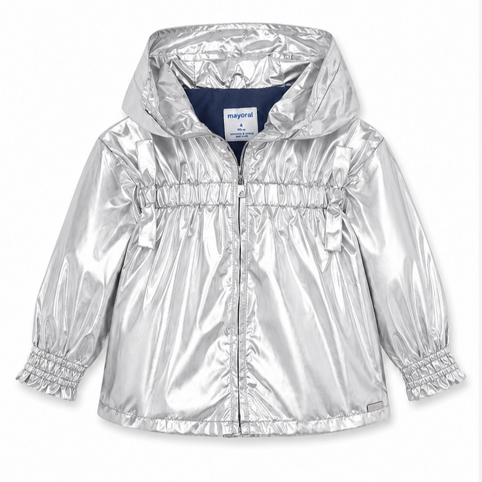 Mayoral - Little Girls Zipper Down Windbreaker Jacket Silver