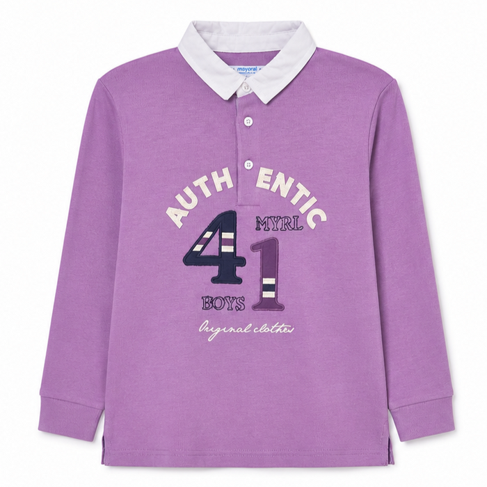 Mayoral - Little Boys Long Sleeves Three Button Down Sweater Lilac
