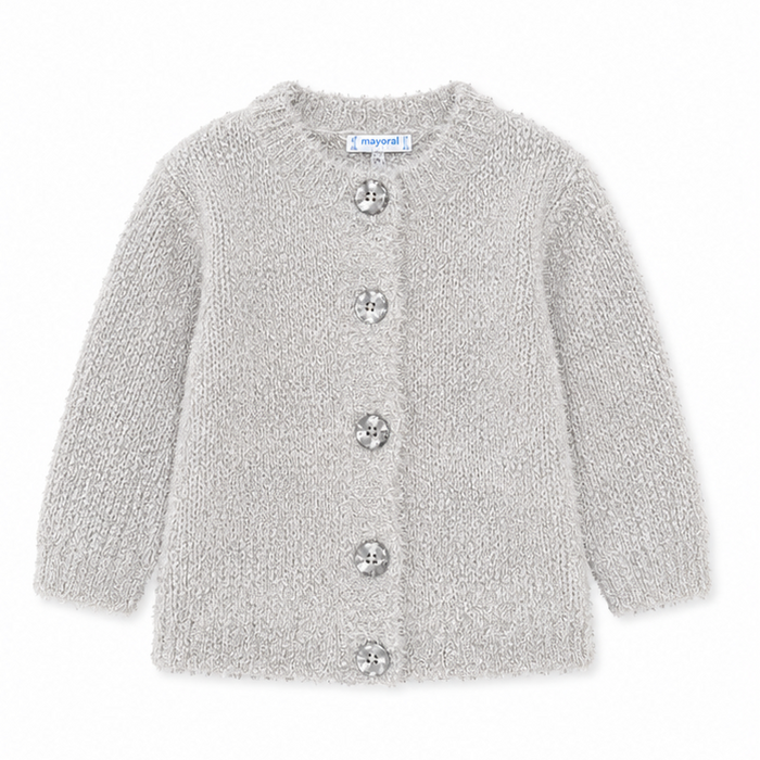 Mayoral - Little Girls Long Sleeve Knitted Cardigan Light Grey