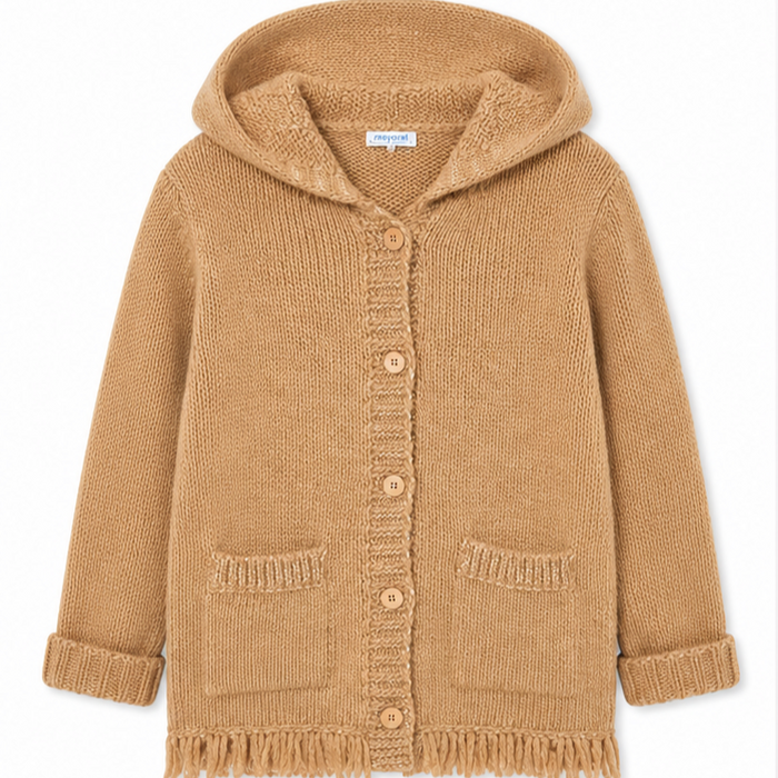 Mayoral - Big Girls Hoodie Knitted Sweater Mocha