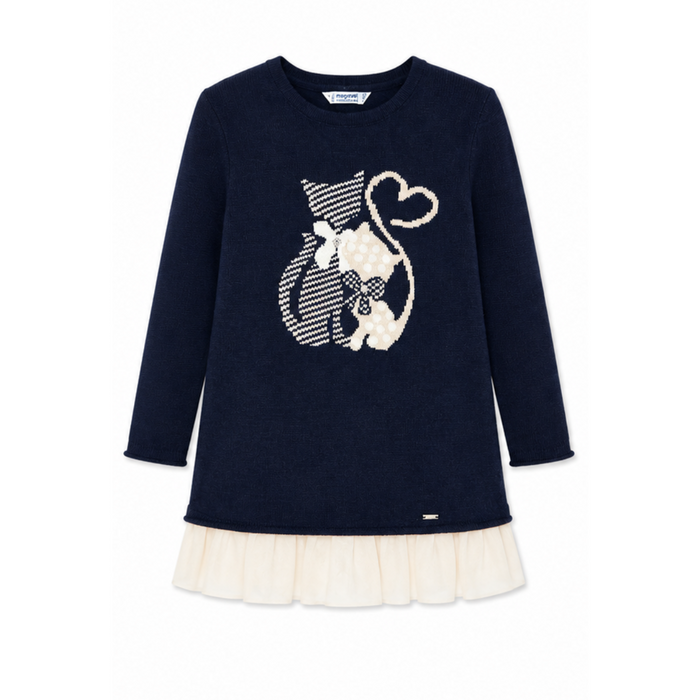 Mayoral - Little Girls 2-Pcs Sweater and Sleeveless Inner Top with Skirt Dress Navy Blue