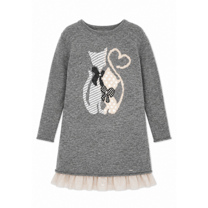 Mayoral - Little Girls 2-Pcs Sweater and Sleeveless Inner Top with Skirt Dress Grey
