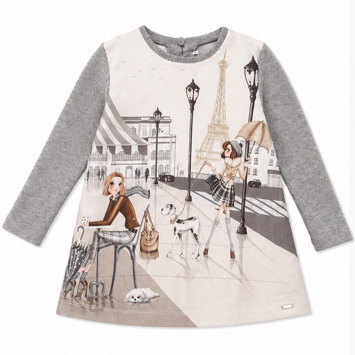 Mayoral - Little Girls Long Sleeves Dress Paris Printed Design