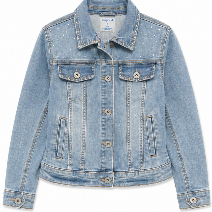 Mayoral - Big Girls Denim Jacket with Stud Stone Design