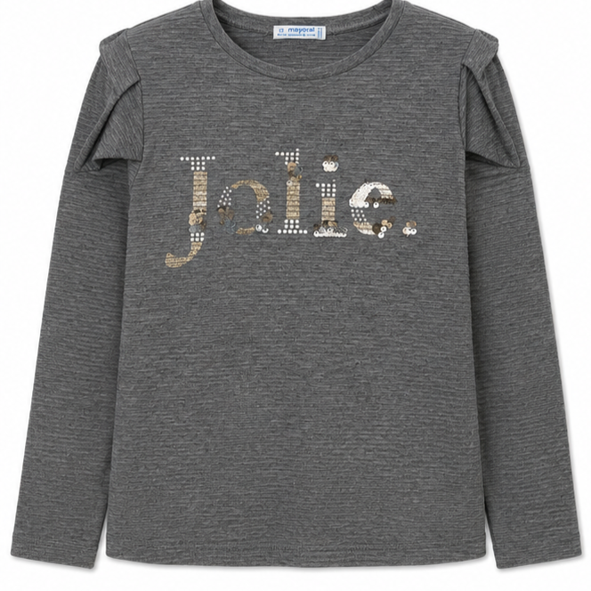 Mayoral - Big Girls Long Sleeve Shirt Grey (Jolie Design)