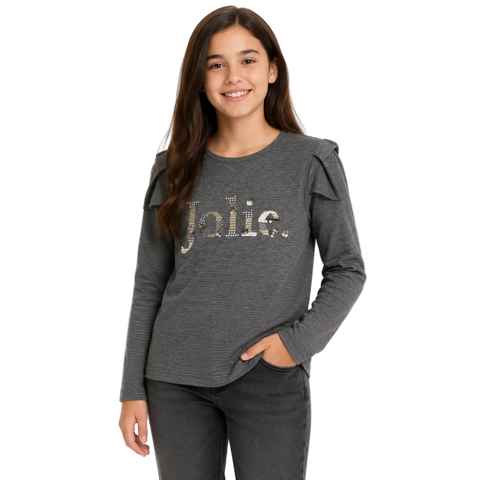 Mayoral - Big Girls Long Sleeve Shirt Grey (Jolie Design)