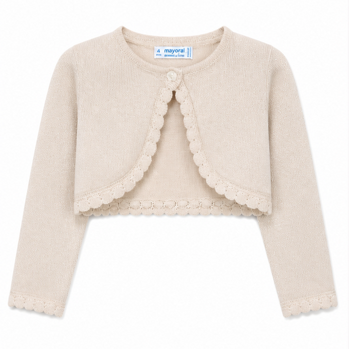 Mayoral - Little Girls Crop Cardigan Champagne