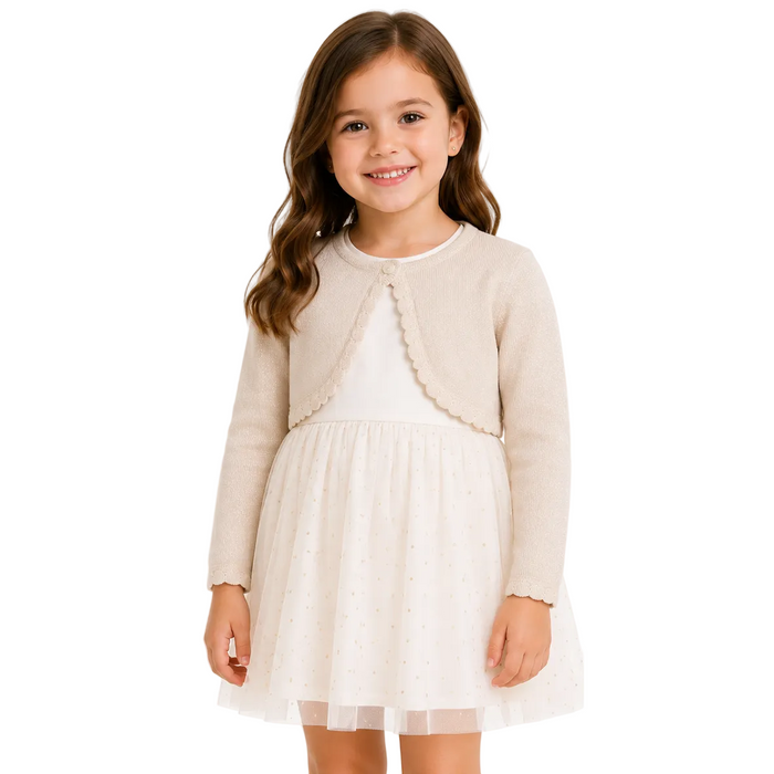 Mayoral - Little Girls Crop Cardigan Champagne