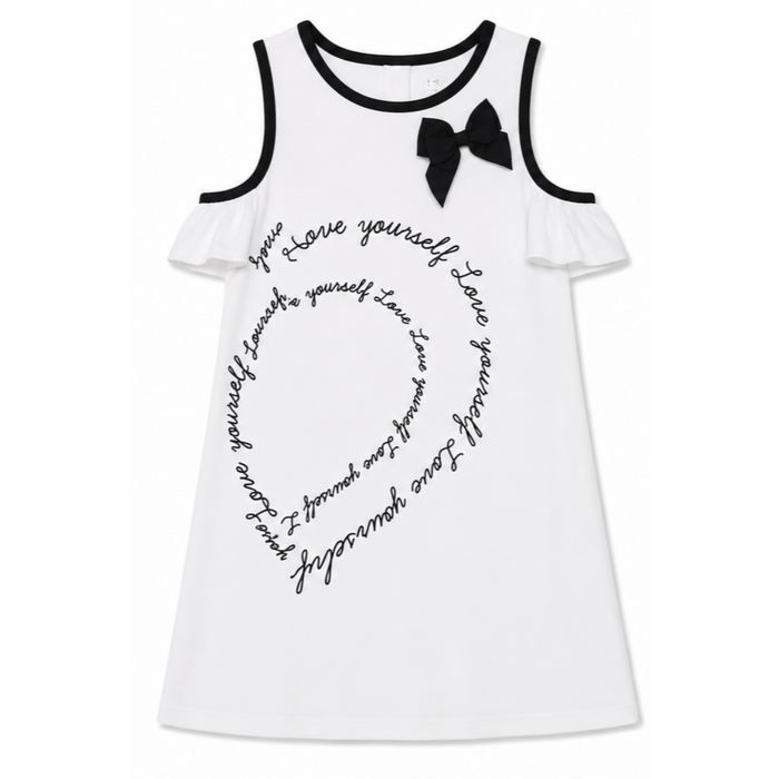 Mayoral - Big Girls Sleeveless "Love yourself" Design with Ribbon White